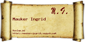 Mauker Ingrid névjegykártya